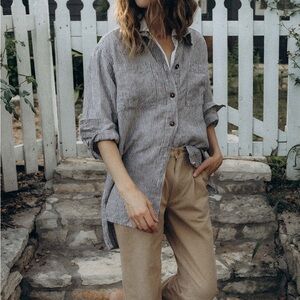 NWT esby apparel lenny workshirt, coffee stripe, size 1X/2X